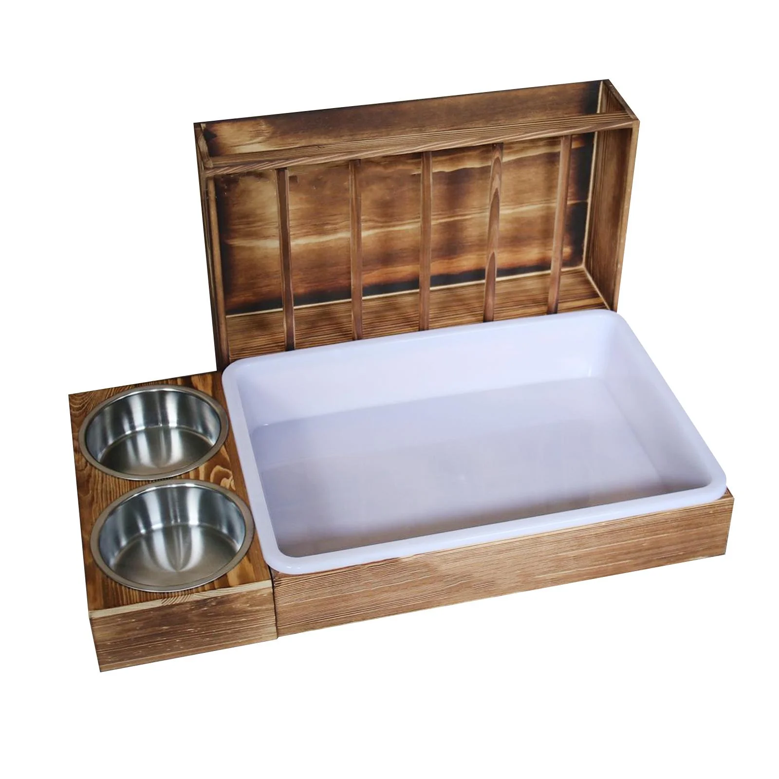 oshhni Rabbit Hay Feeder with 2 Bowls and Litter Box Cage Accessories Hay Container