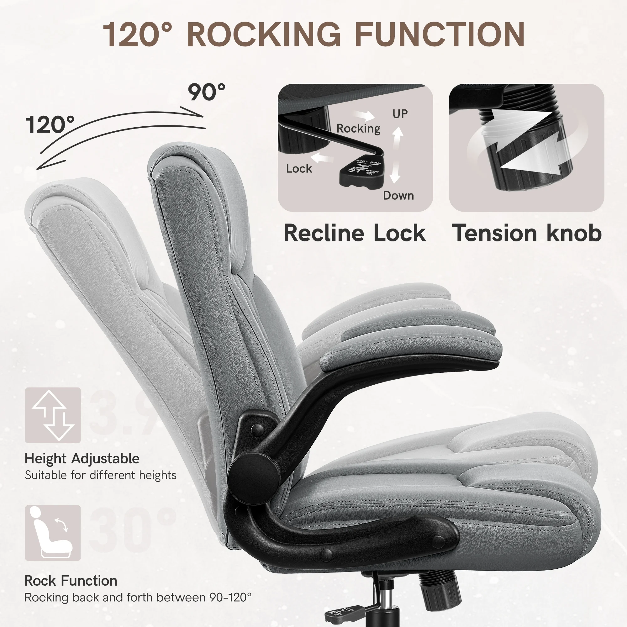 COOLHUT Leather Office Chair, Big and Tall Office Chair 400LBS Wide Seat Ergonomic Computer Desk Chair High Back Executive Leather Chair Adjustable Task Chair Lumbar Back with 8-Year Warranty, Black