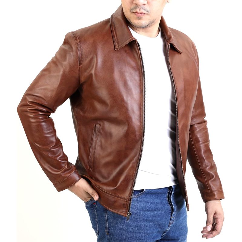 Collar Premium Leather Jacket Men