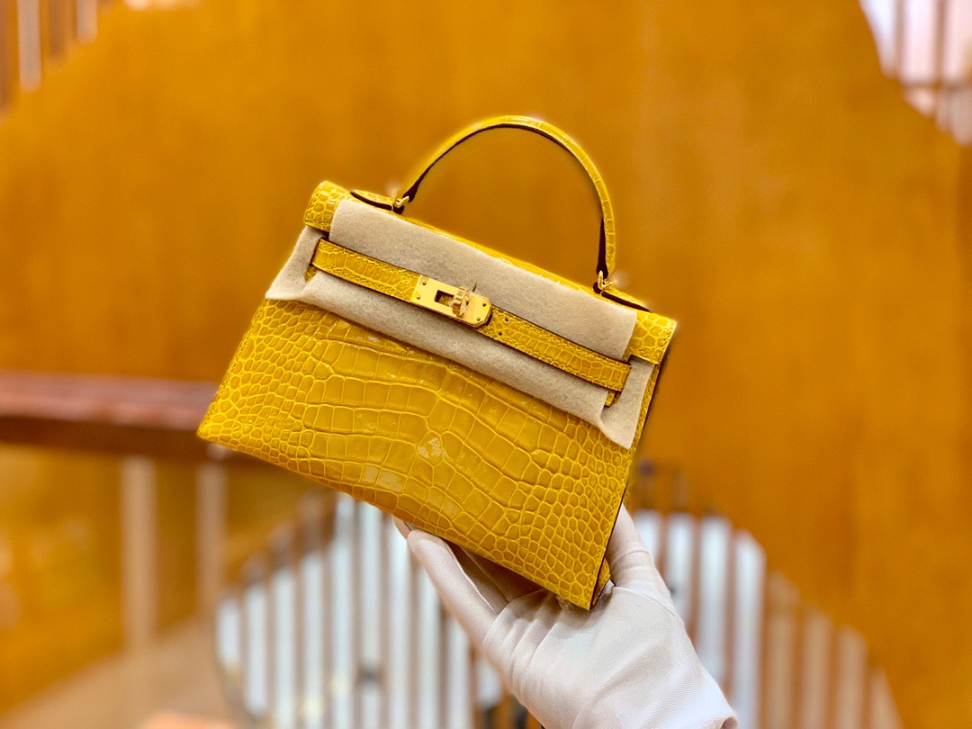 Hermes Kelly2 Mini 19 crocodile skin