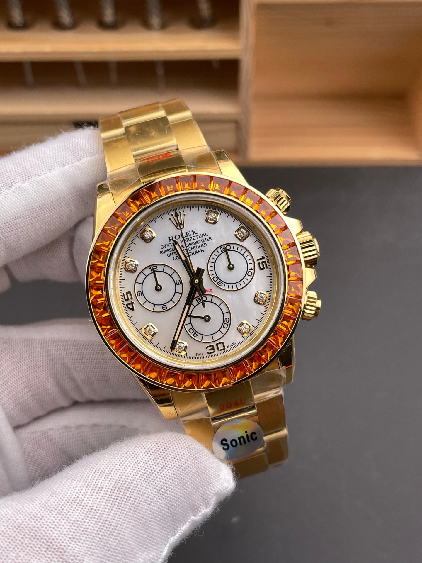 Rolex Daytona Full Gold White MOP Diamond