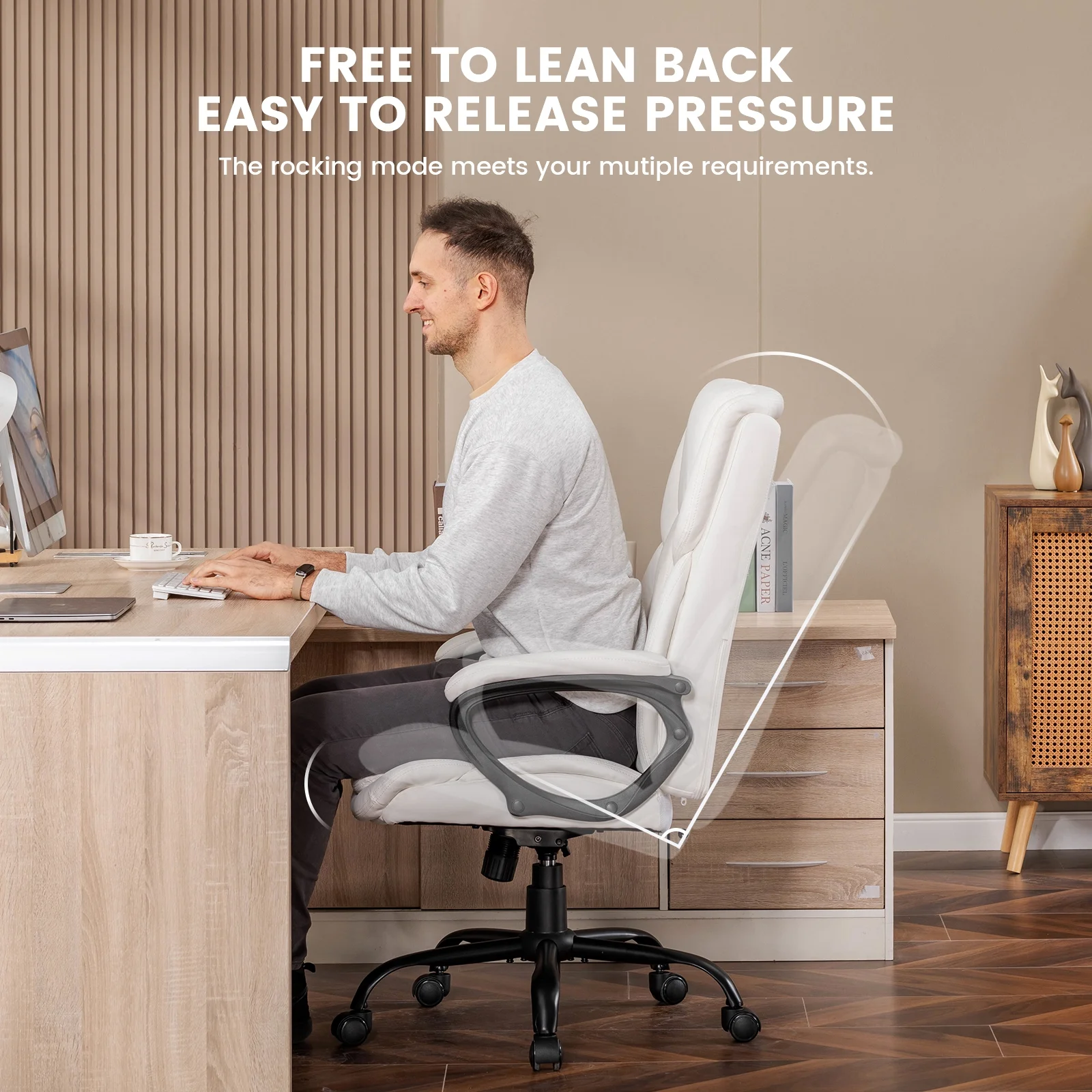 Mainstays Executive Ergonomic High Back Leather Home Office Desk Chair, Black