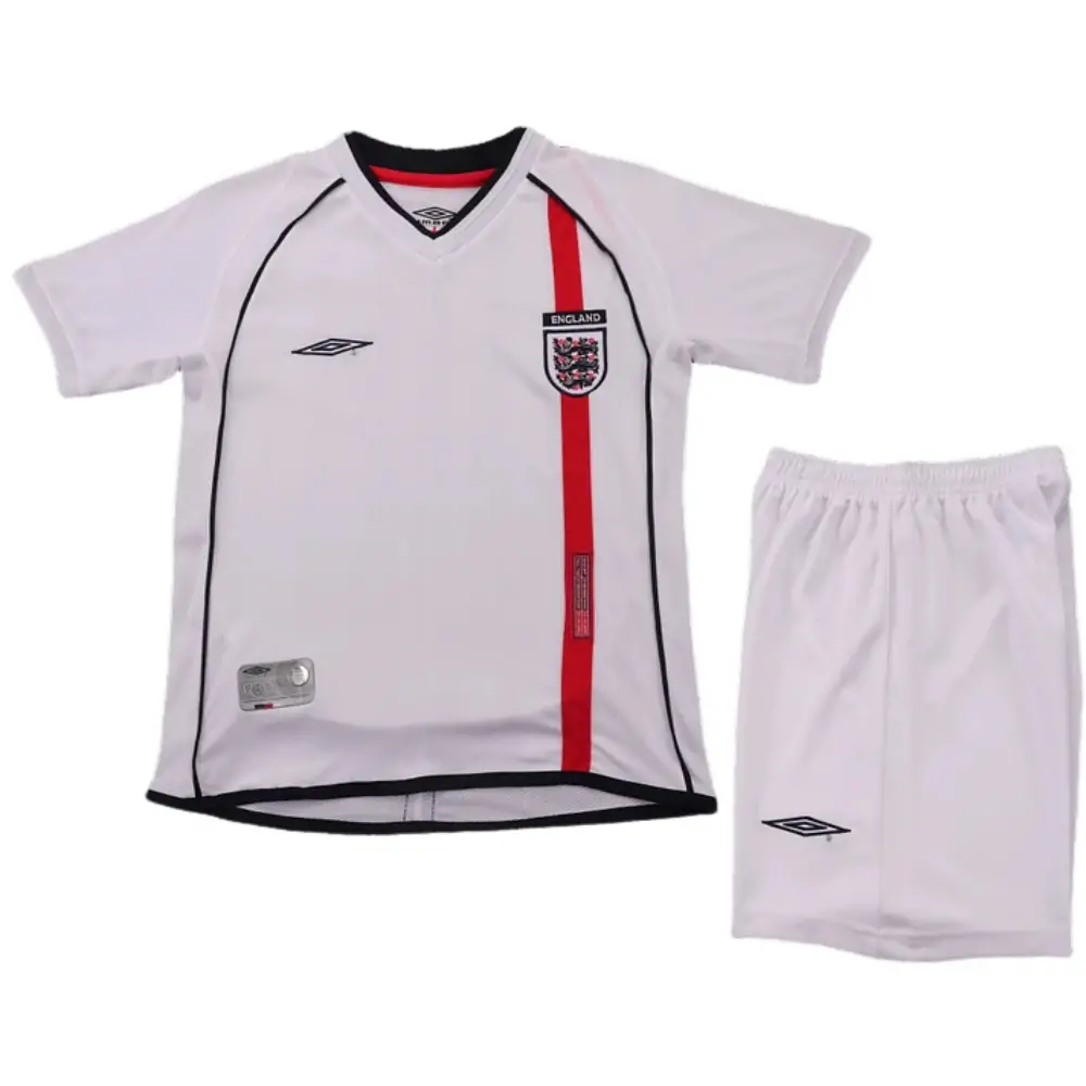 2002 England Home Retro Children's Jersey Set - Fans Edition