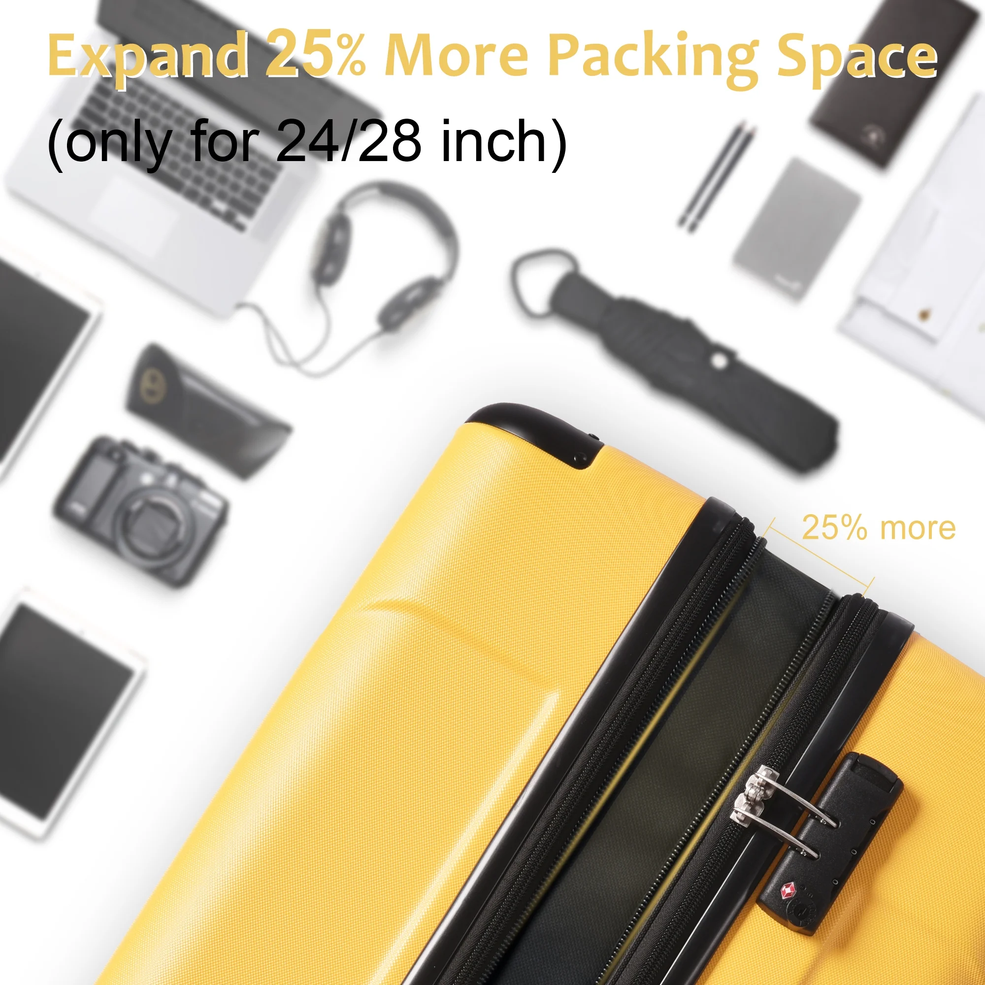 Luggage Sets 3 Piece, Expandable Hard shell ABS Suitcases with Double Spinner, Travel luggage Set