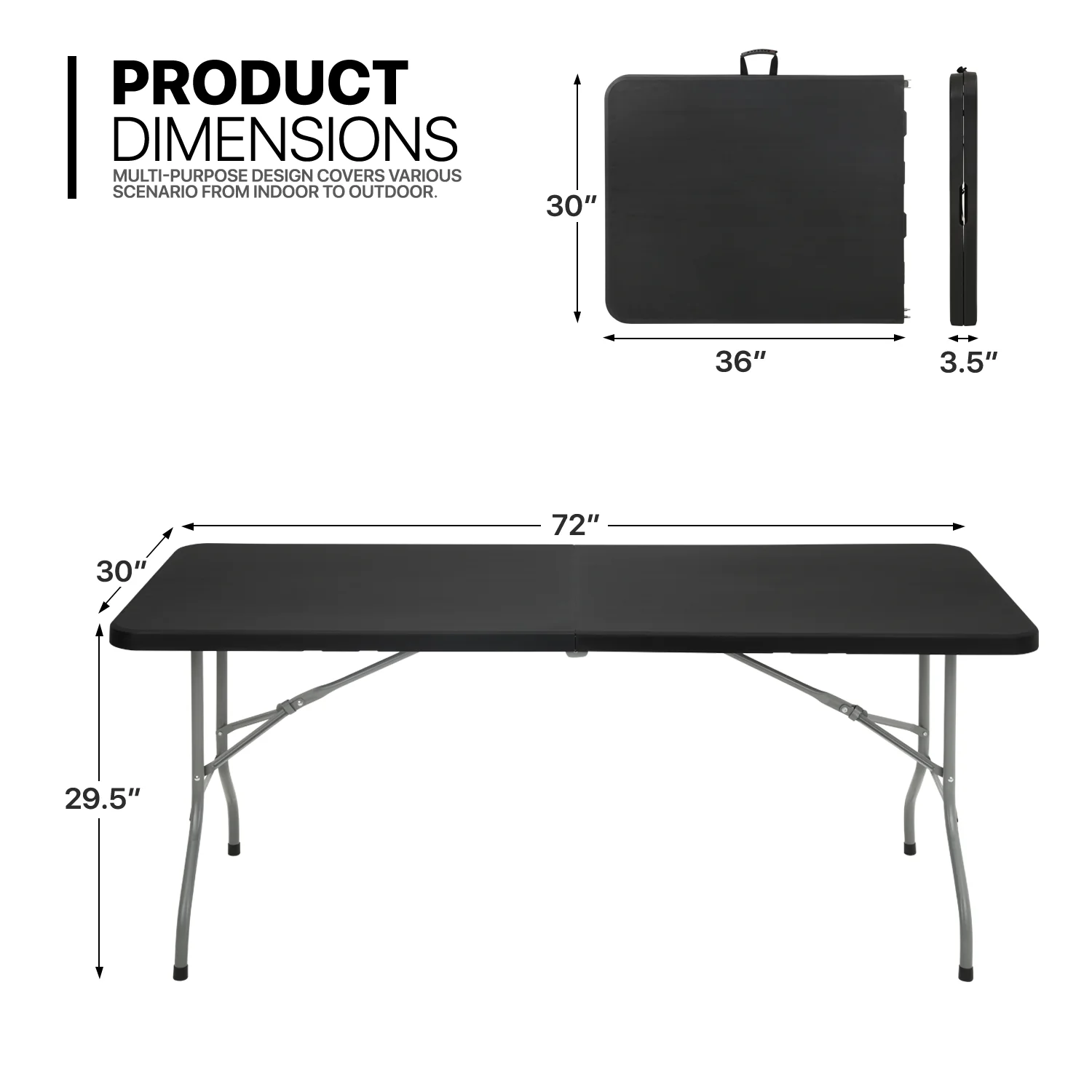 Magshion 11 Pieces 6 Ft Plastic Foldable Card Table and Chair Set�?Portable Folding Table with Handle Picnic Desk and Folding Chairs with Backrest, Black