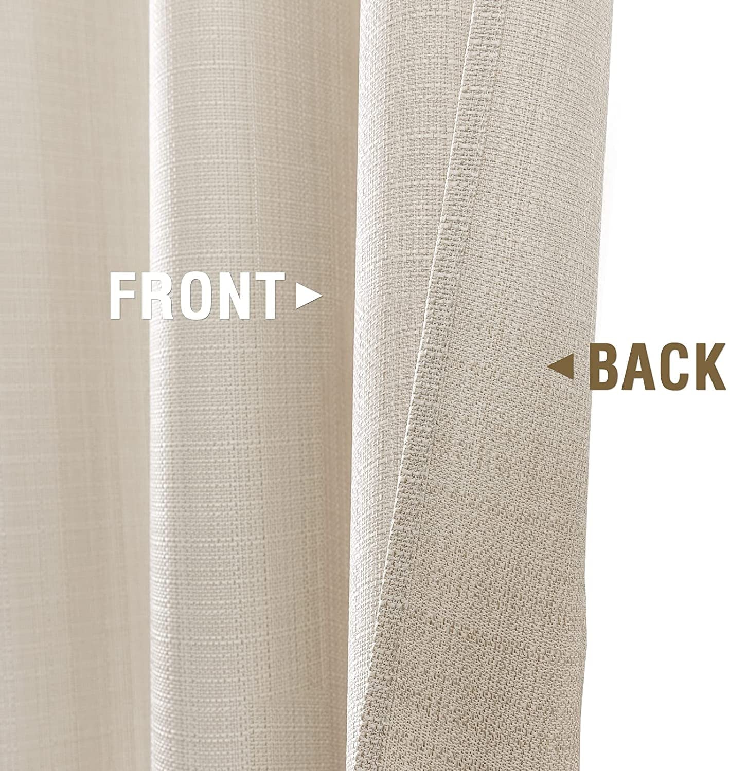 CURTAINKING Linen Textured Curtains 84 inches Beige Bedroom Living Room Window Curtain Set Light Filtering Drapes Grommet Top 2 Panels