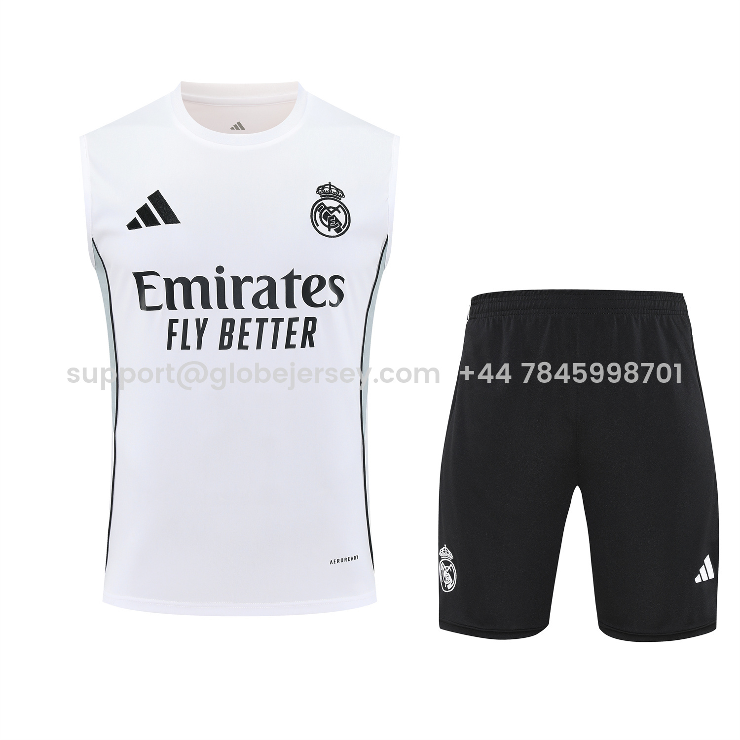 Real Madrid 25-26 Vest Training Set - Grey And White Vest & Black Shorts