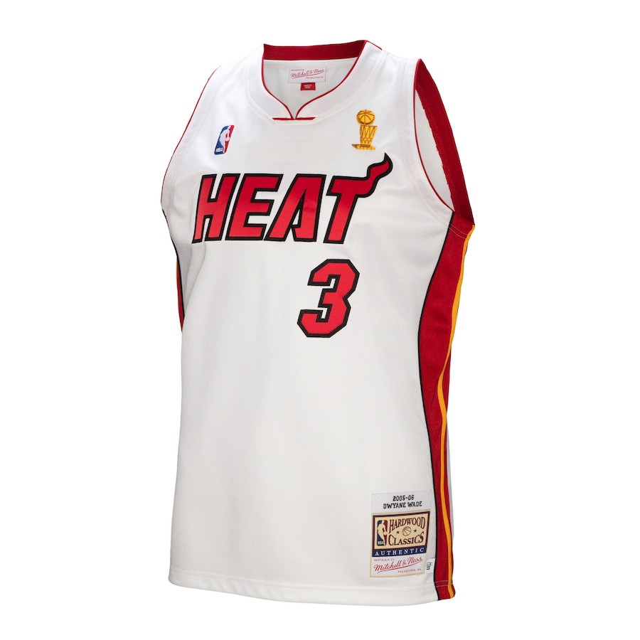 Men's Miami Heat Dwyane Wade Mitchell & Ness White 2005-06 Authentic  Jersey