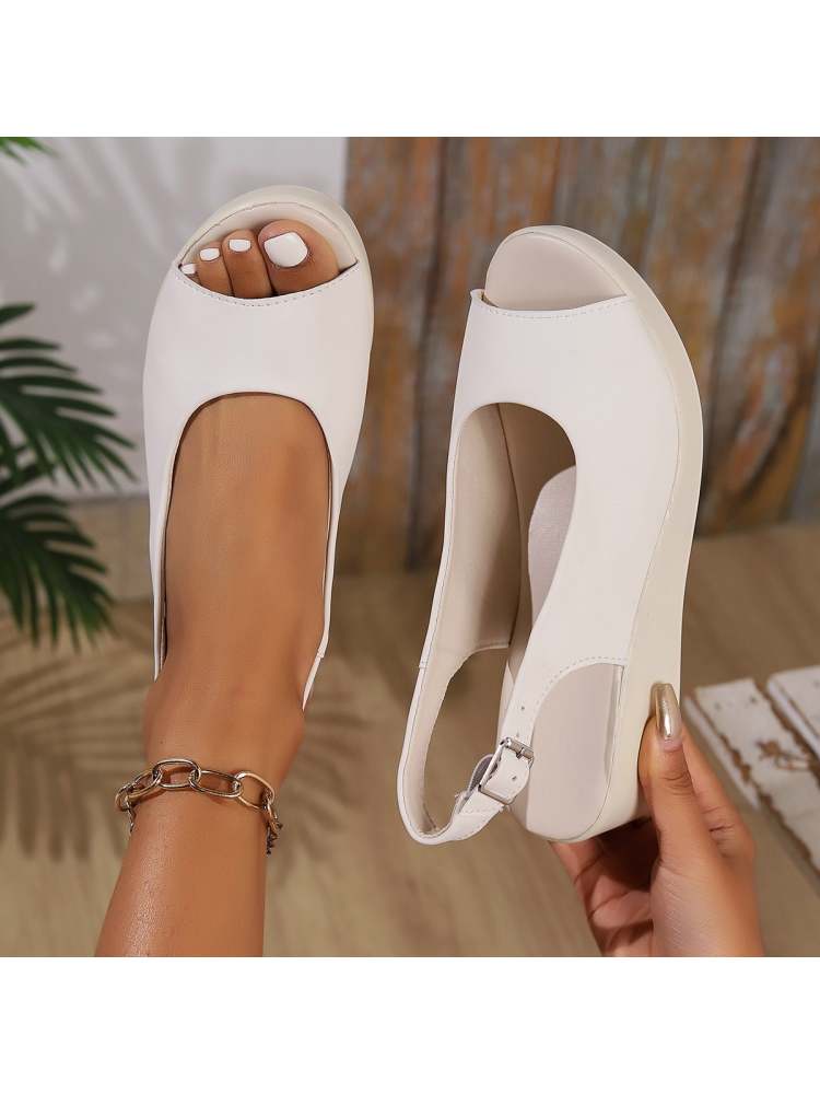 Solid Color Peep Toe Funky Wedges & Platform