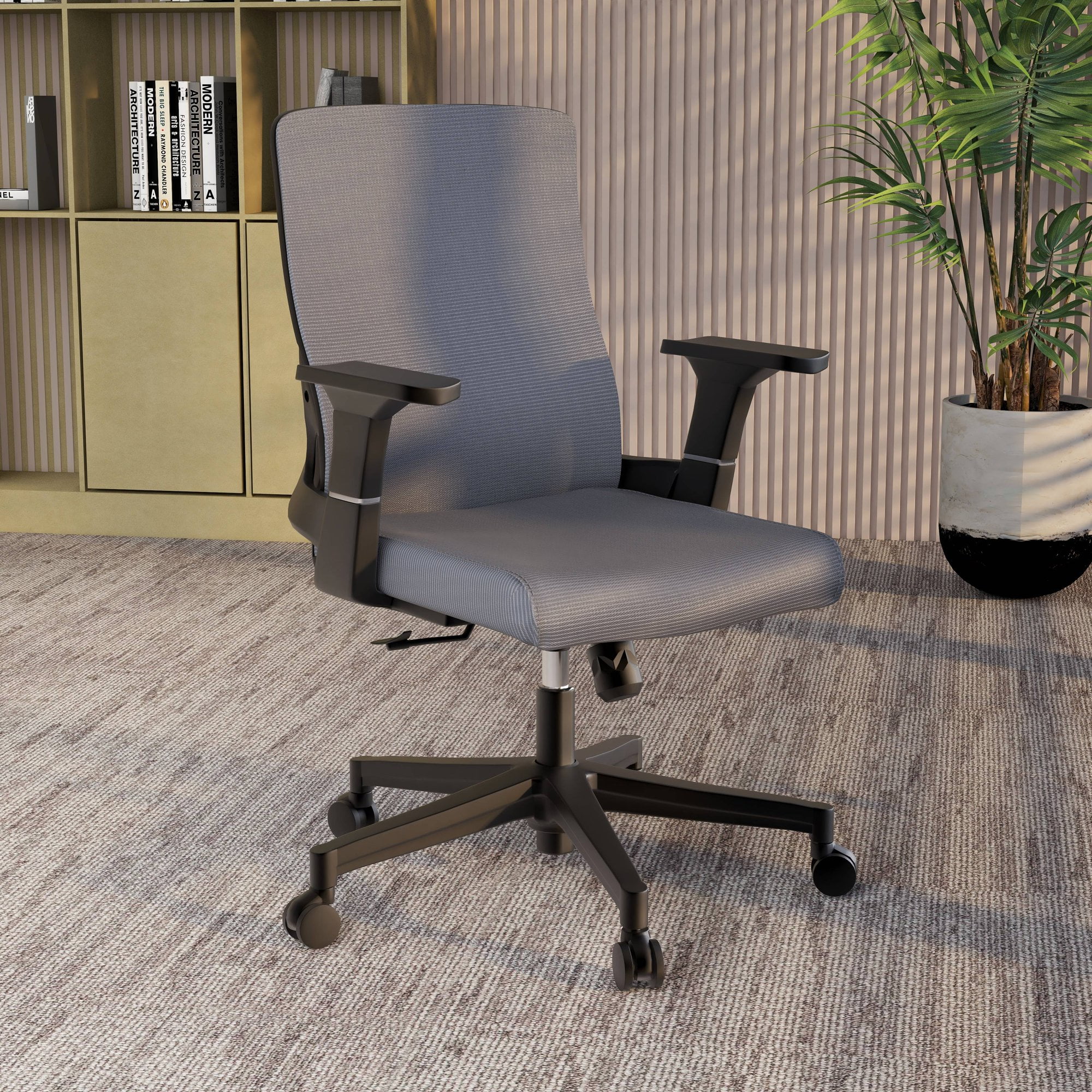 LeisureMod Brio Modern Office Chair Ergonomic Lumbar Support Computer Chair Adjustable Desk Chair with 360 Degree Swivel and Tilt in Blue