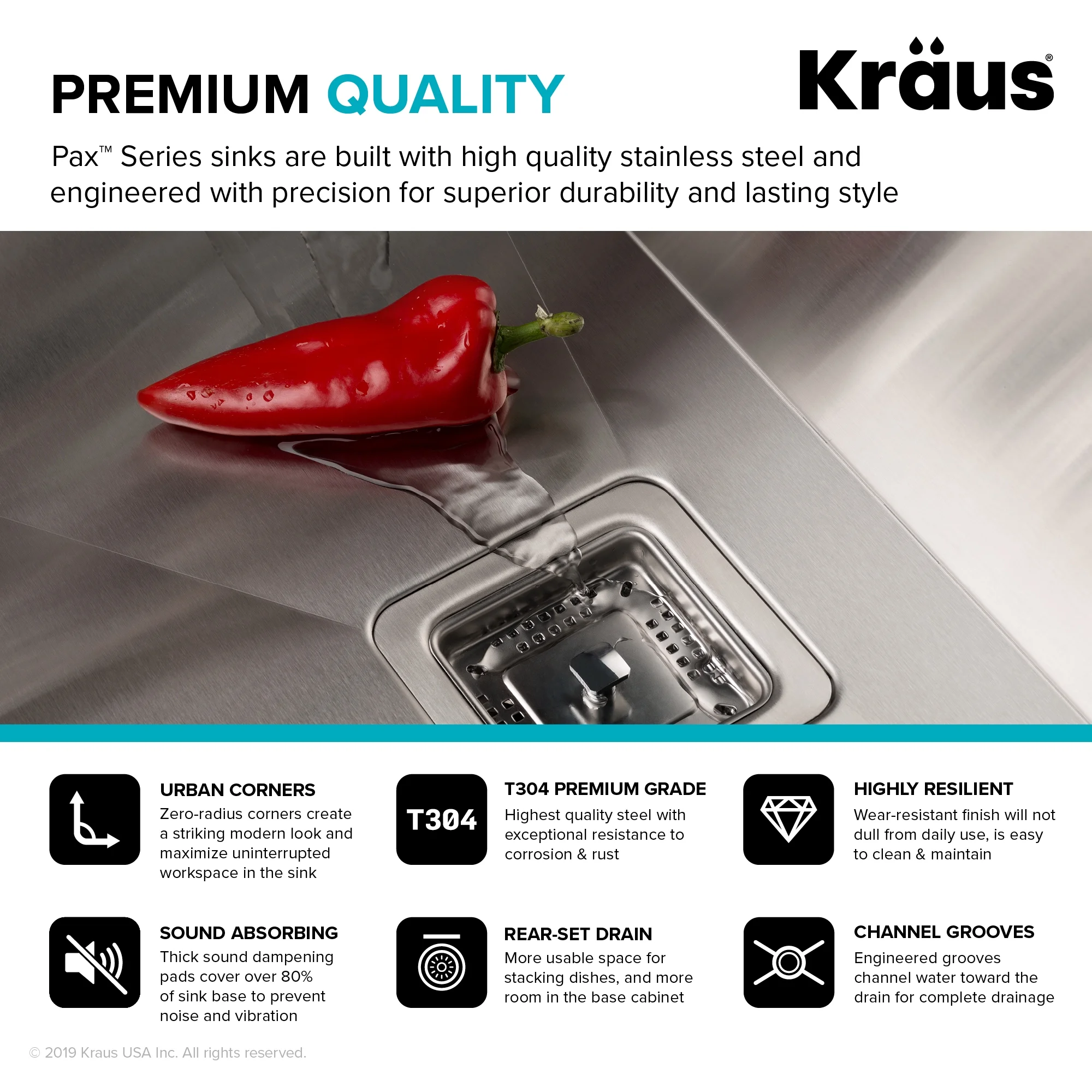 KRAUS Pax Zero-Radius 24-inch 18 Gauge Undermount Single Bowl Stainless Steel Laundry and Utility Sink