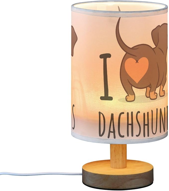 Table Lamp Cute Dachshund Dog I Love Dachshunds Heart Butt Nightstand Lamp