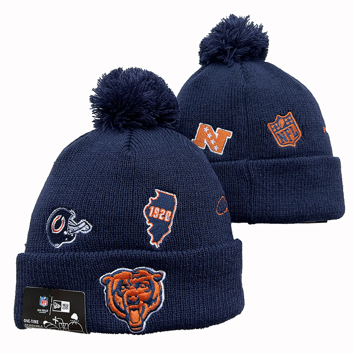 New Era Navy Chicago Bears Cuffed Knit Hat with Pom