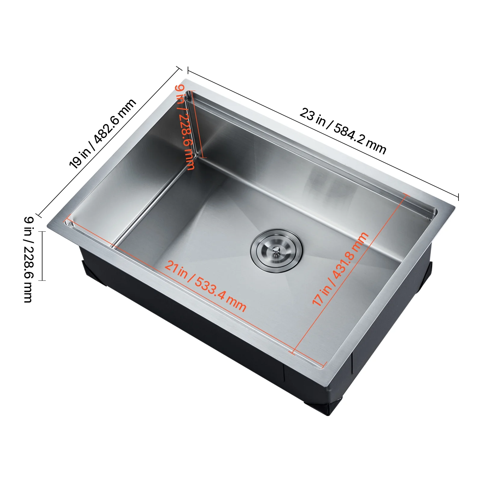 KFFKFF 23-inch Undermount Kitchen Sink,  304 Stainless Steel Single Bowl Drop-In Farmhouse Basin with Ledge & Various Add-ons, Domestic Dishwasher Sinks Suitable for Workstation, RV