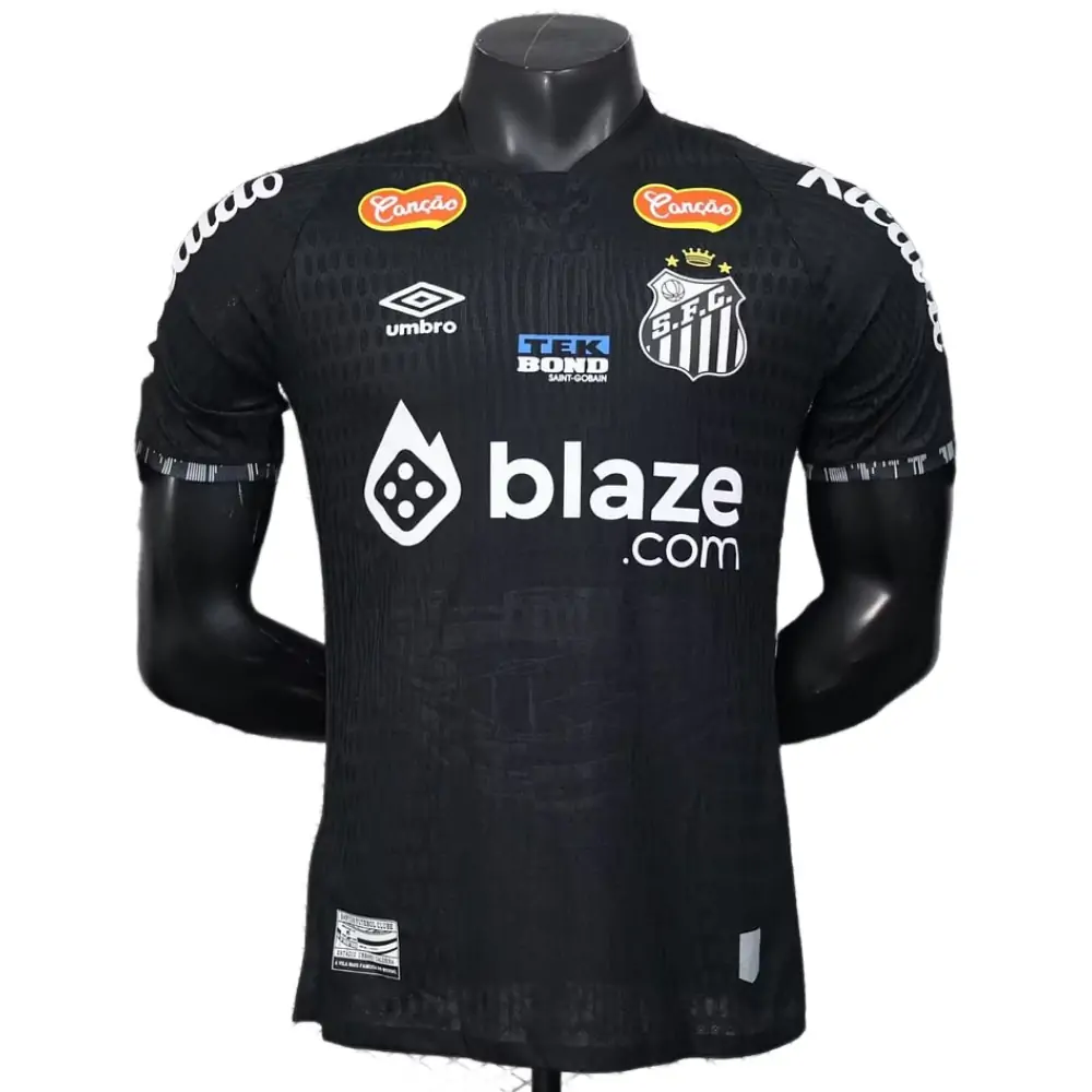 25-26 Santos home black jersey with advertising - player version