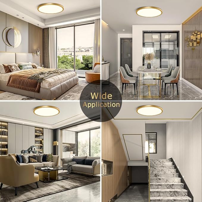 12Inch Gold Flush Mount Ceiling Light Fixture