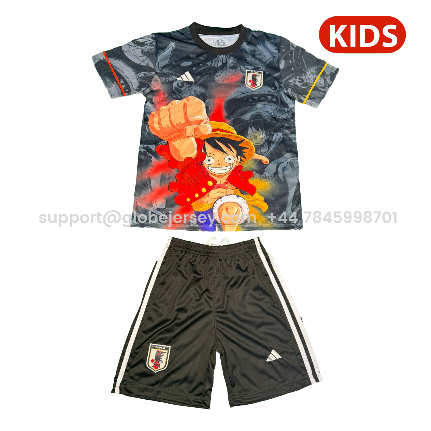 Japan 25-26 Red Luffy Fist Black Special Kids Kit