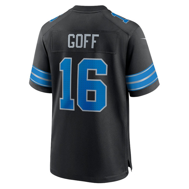 Jared Goff 16 Detroit Lions 2nd Alternate Game Jersey - Black