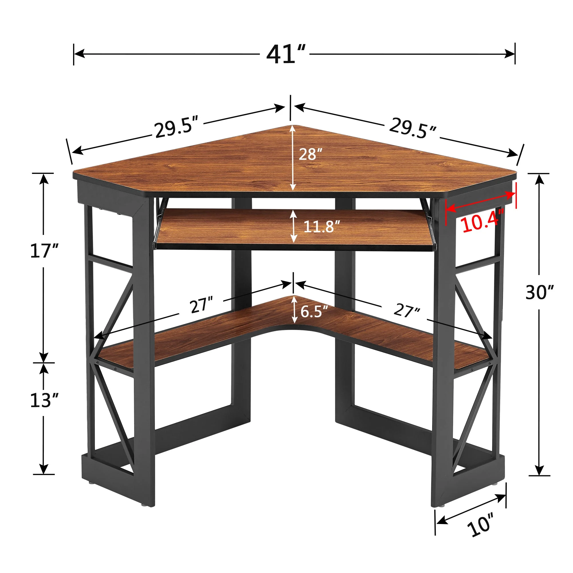 Brown Triangle Corner Desk, Office/Computer/Writing Desk for Student Apartments