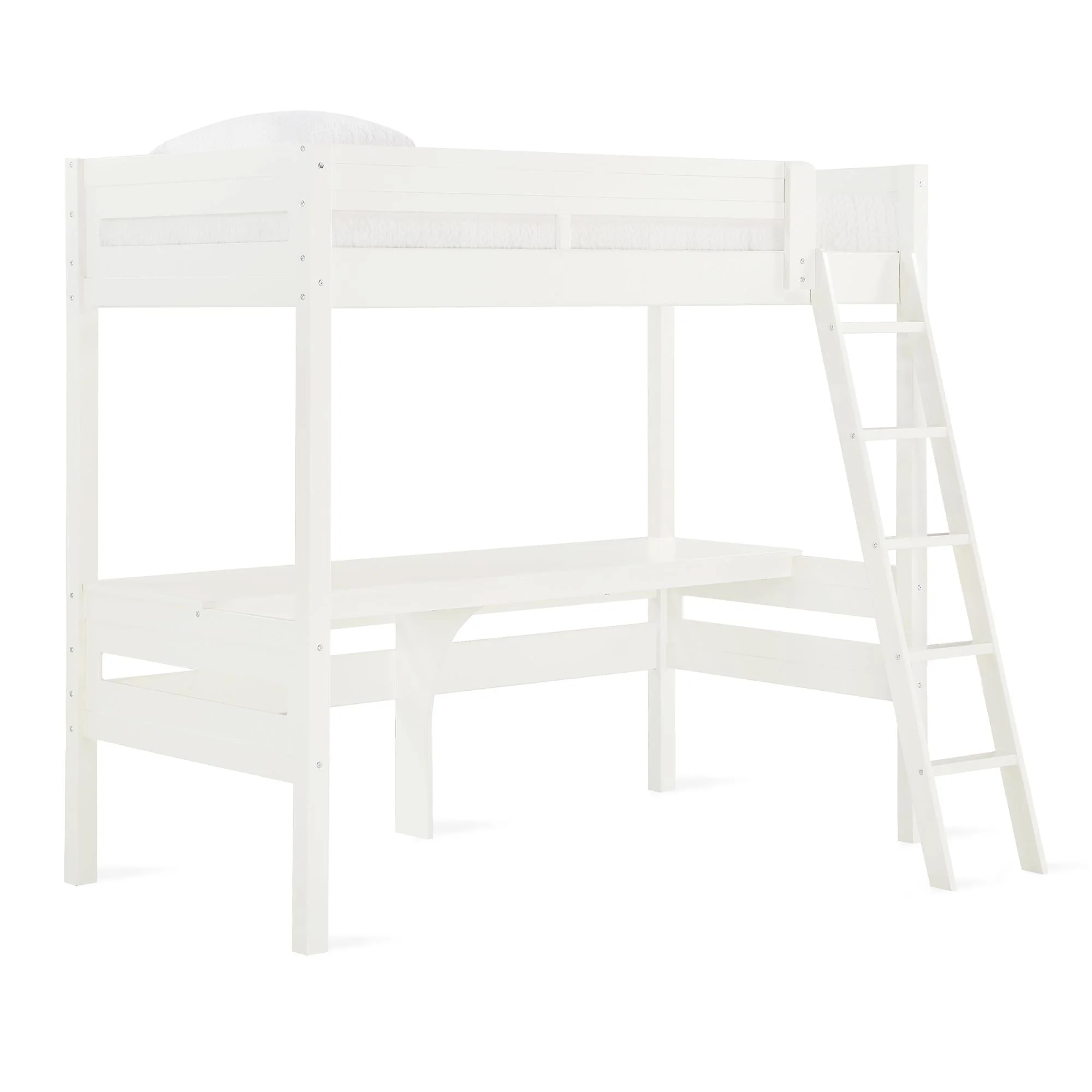 Teen Novogratz Lennon Twin Size Loft Bed with Desk, White