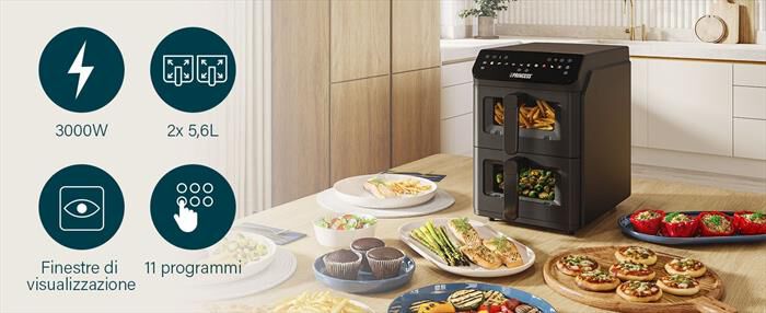 PRINCESS - Friggitrice ad aria DUAL VERTICAL-Nero