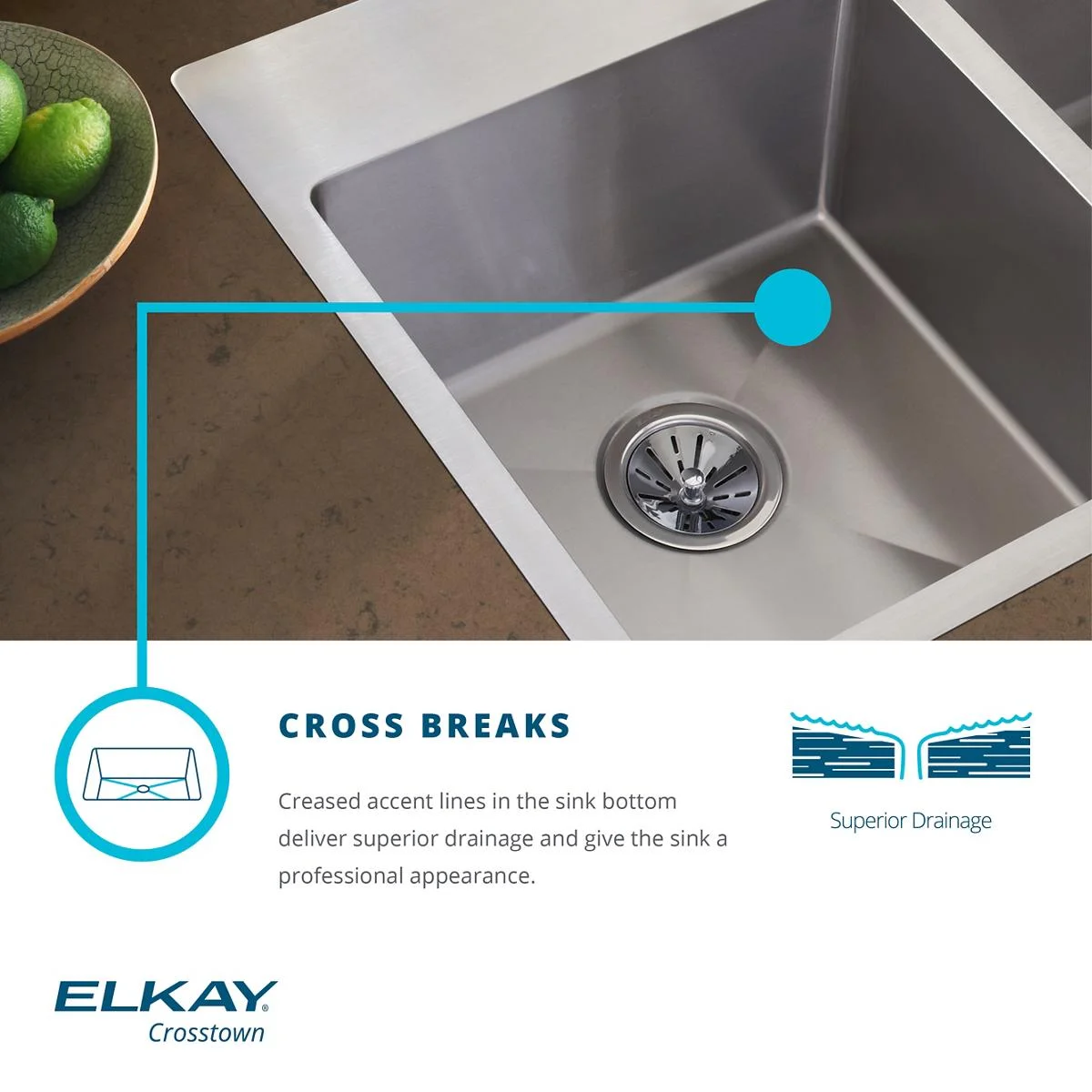 Elkay ECTRU12179T Elkay Crosstown Stainless Steel 13-1/2