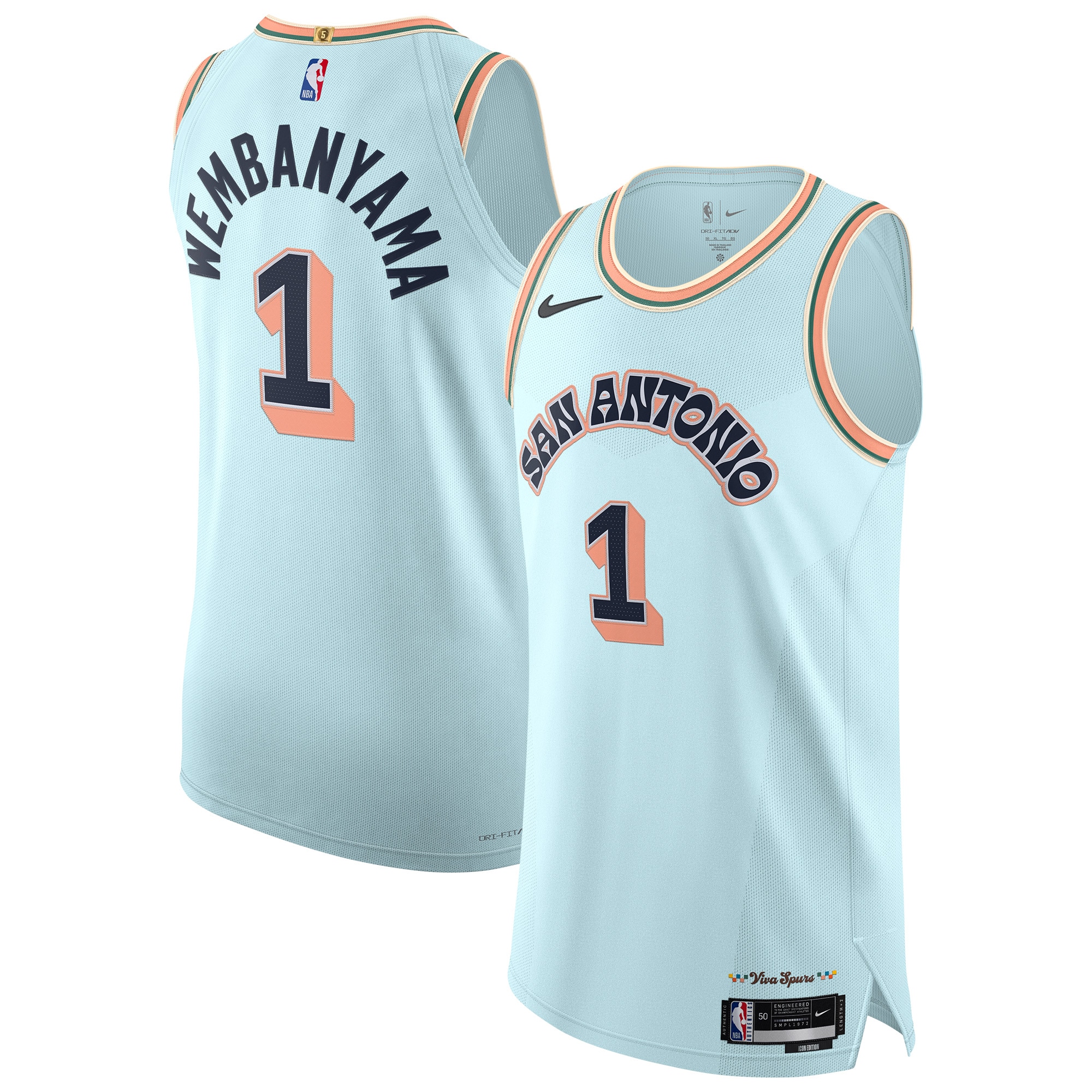 Men's San Antonio Spurs Victor Wembanyama Light Blue 2024/25 Player Jersey - City Edition