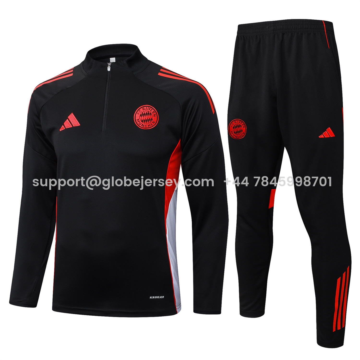 Bayern Munich 25-26 Long Sleeves Training Set - Black Top & Pants with Orange Badge