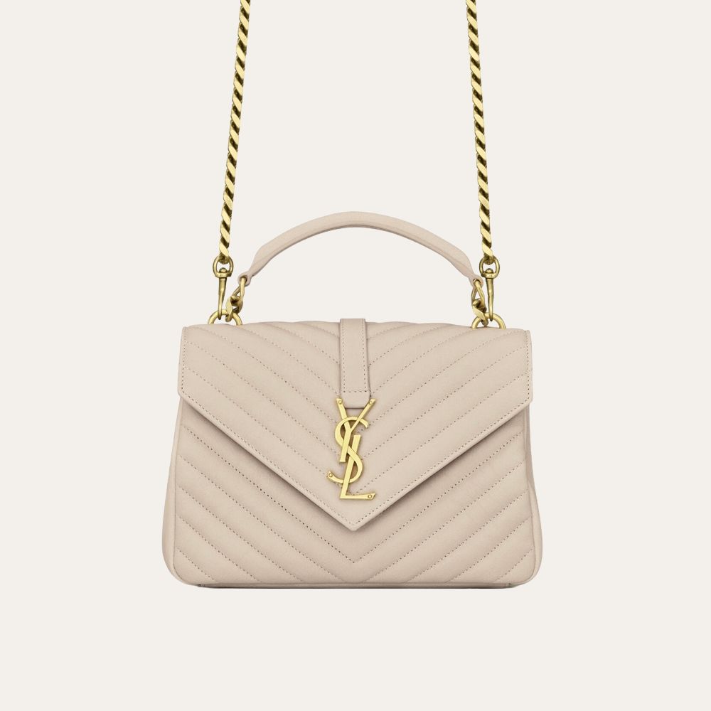 Saint Laurent College Medium In Quilted Leather Beige 9.4 Inches 600279BRM072721