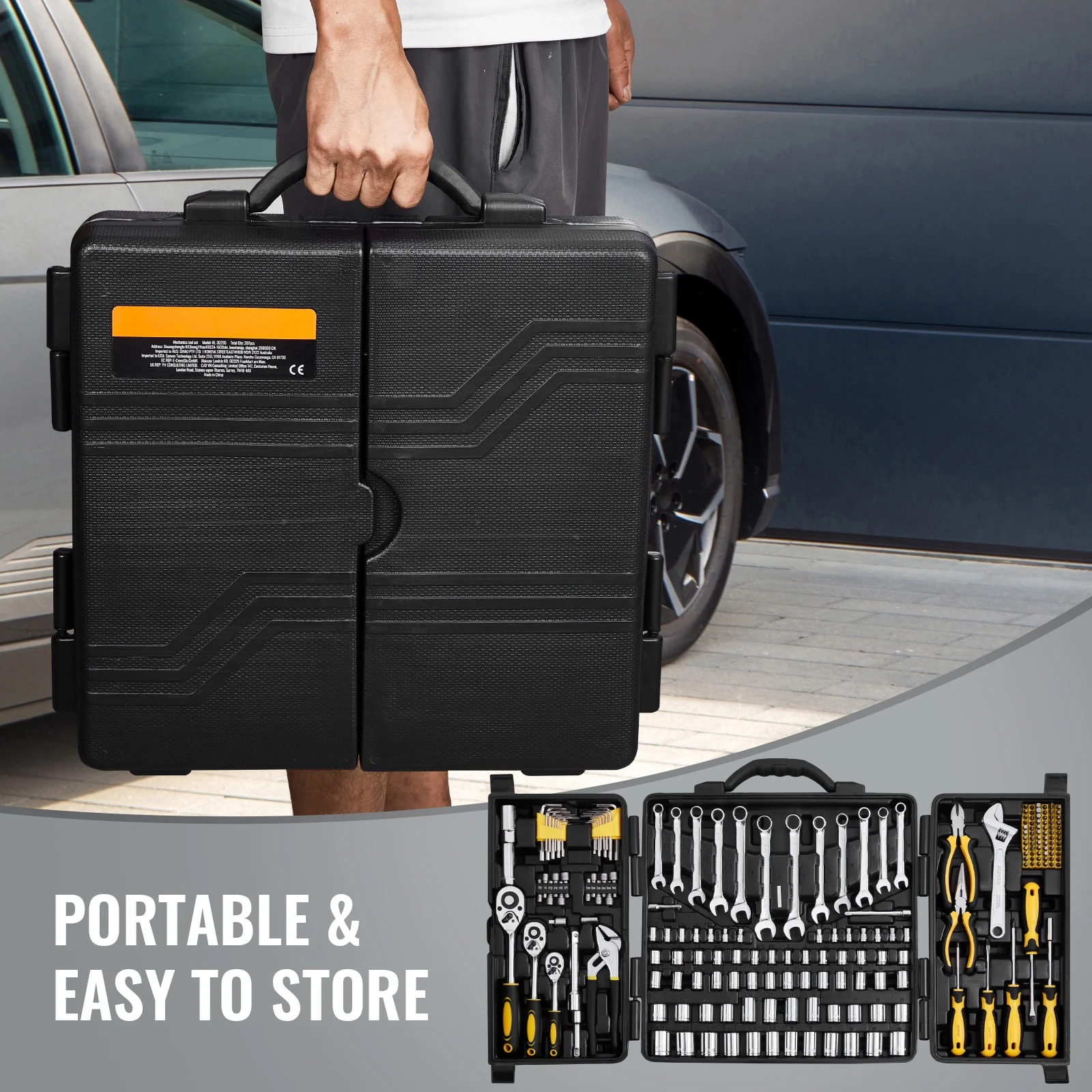 KFFKFF 207-Component Mechanics Tool Set and Socket Set, 1/4