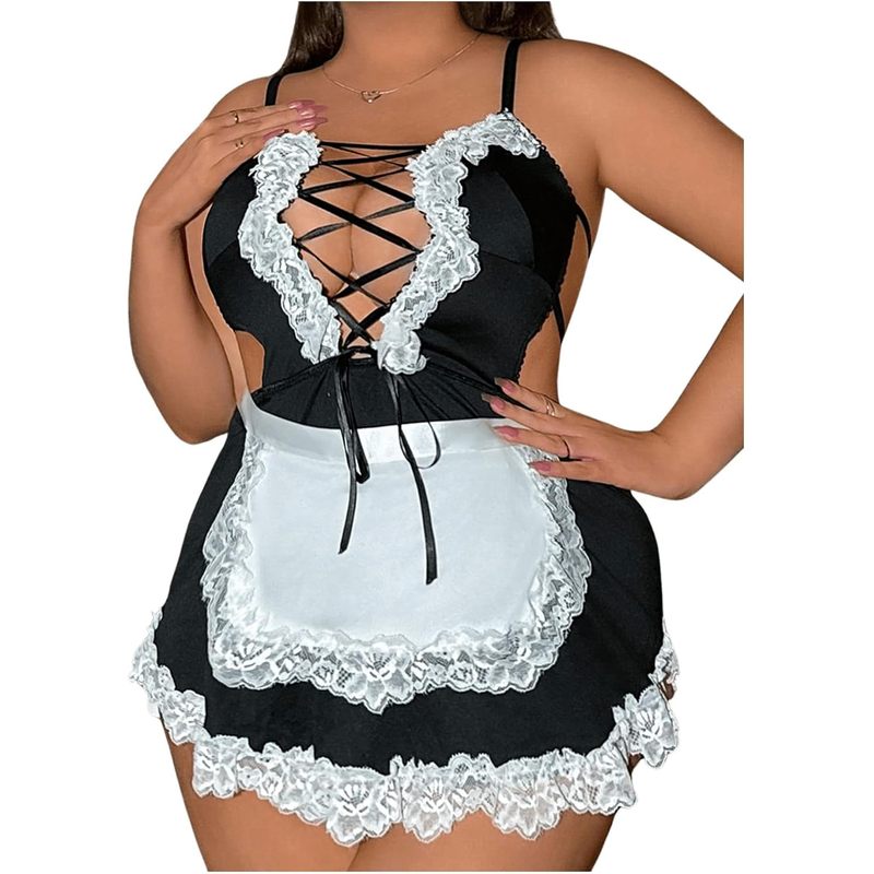 Women's Plus Size 2 Piece Contrast Lace