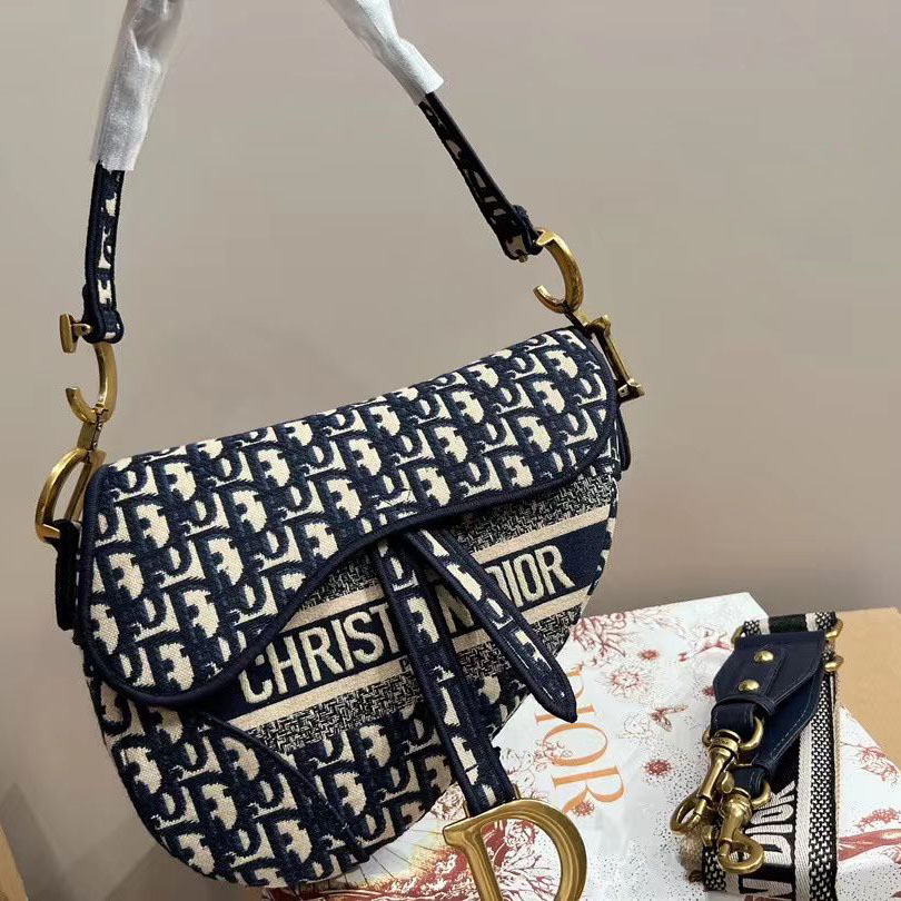 Dior Saddle Bag Oblique Embroidered