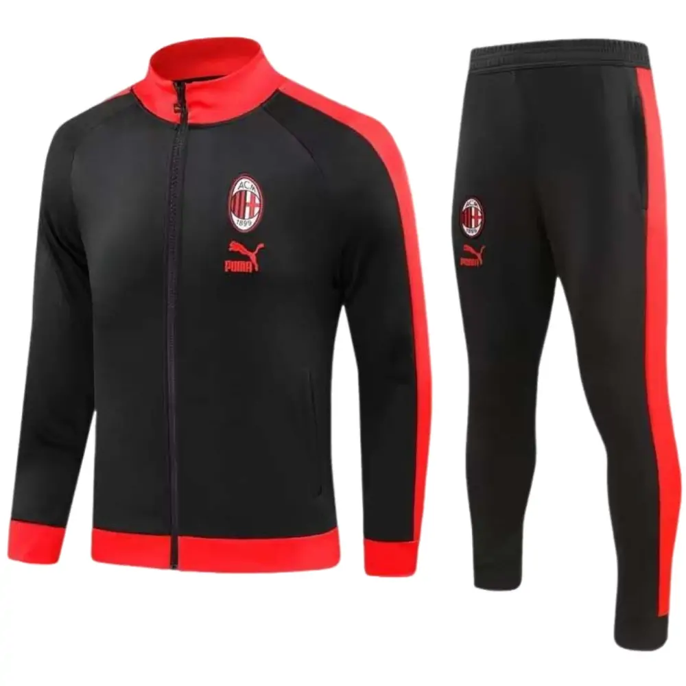 2023/2024 AC Milan Long Zipped Jacket Black Soccer Jersey 1:1 Thai Quality Set