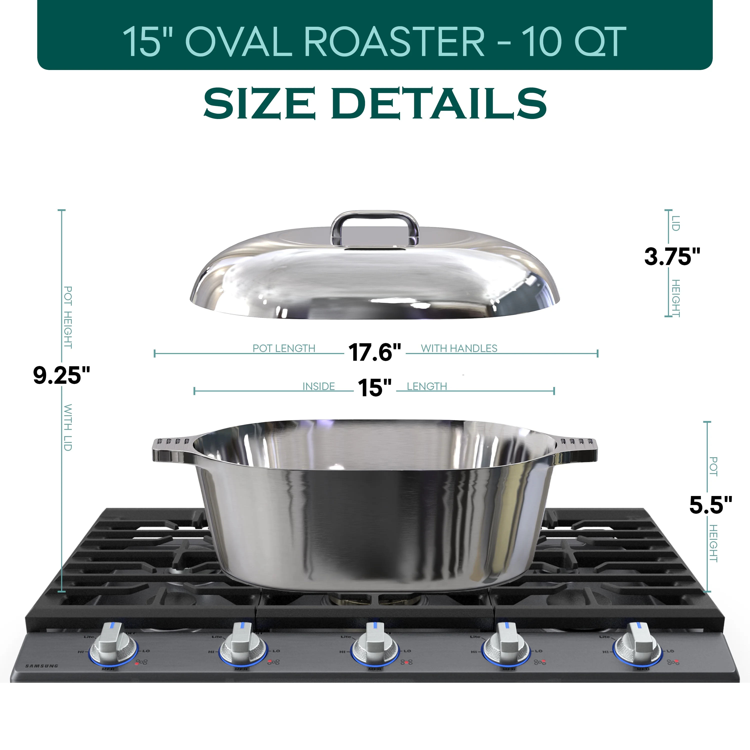 MAGNAWARE 5qt Lightweight Cast Aluminum Oval Dutch Oven, Silver