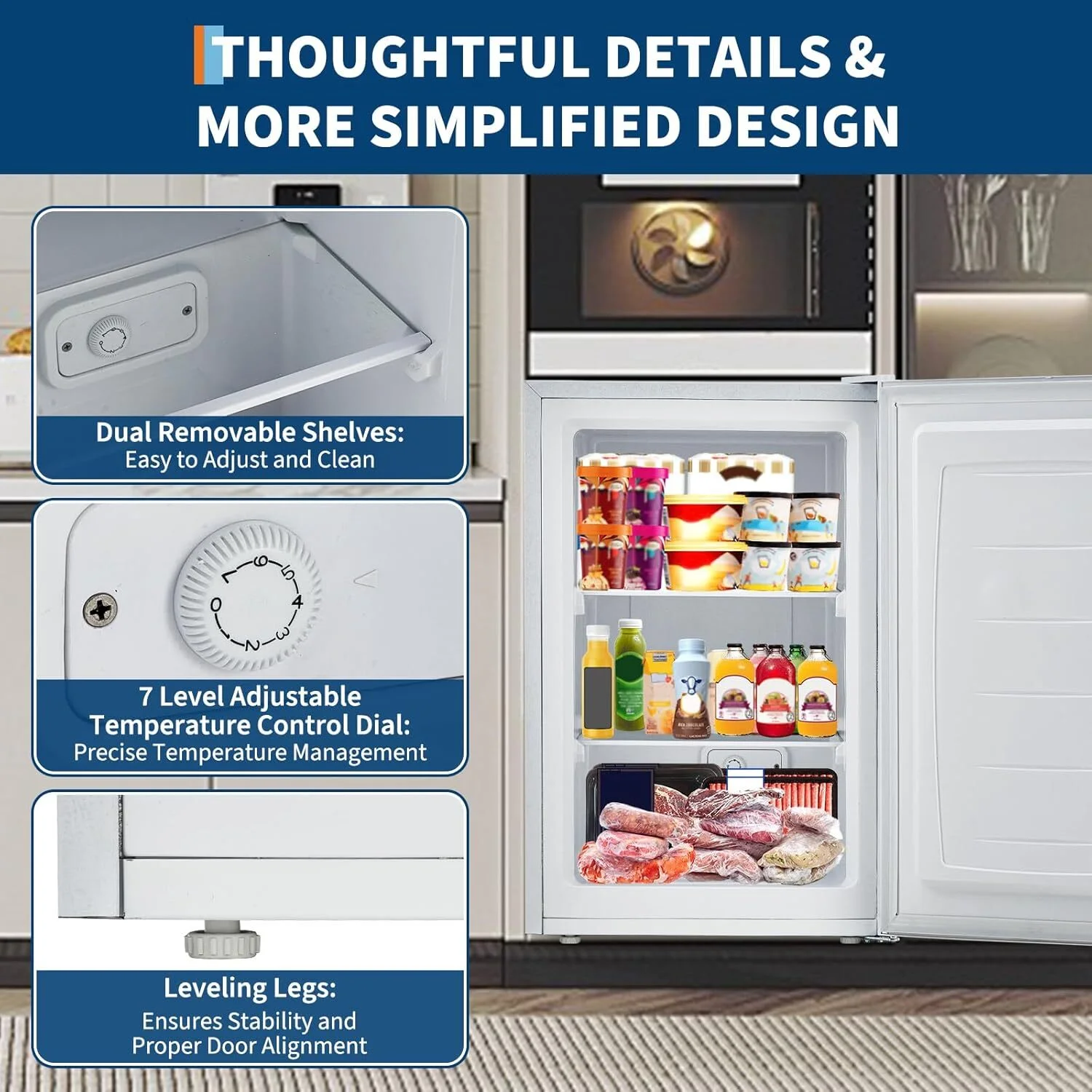 Garvee 3.0 Cu.ft Small Freezer, Mini Deep Freezer with Reversible Single Door & 7 Adjustable Thermostat for Apartment, Home, Office, White