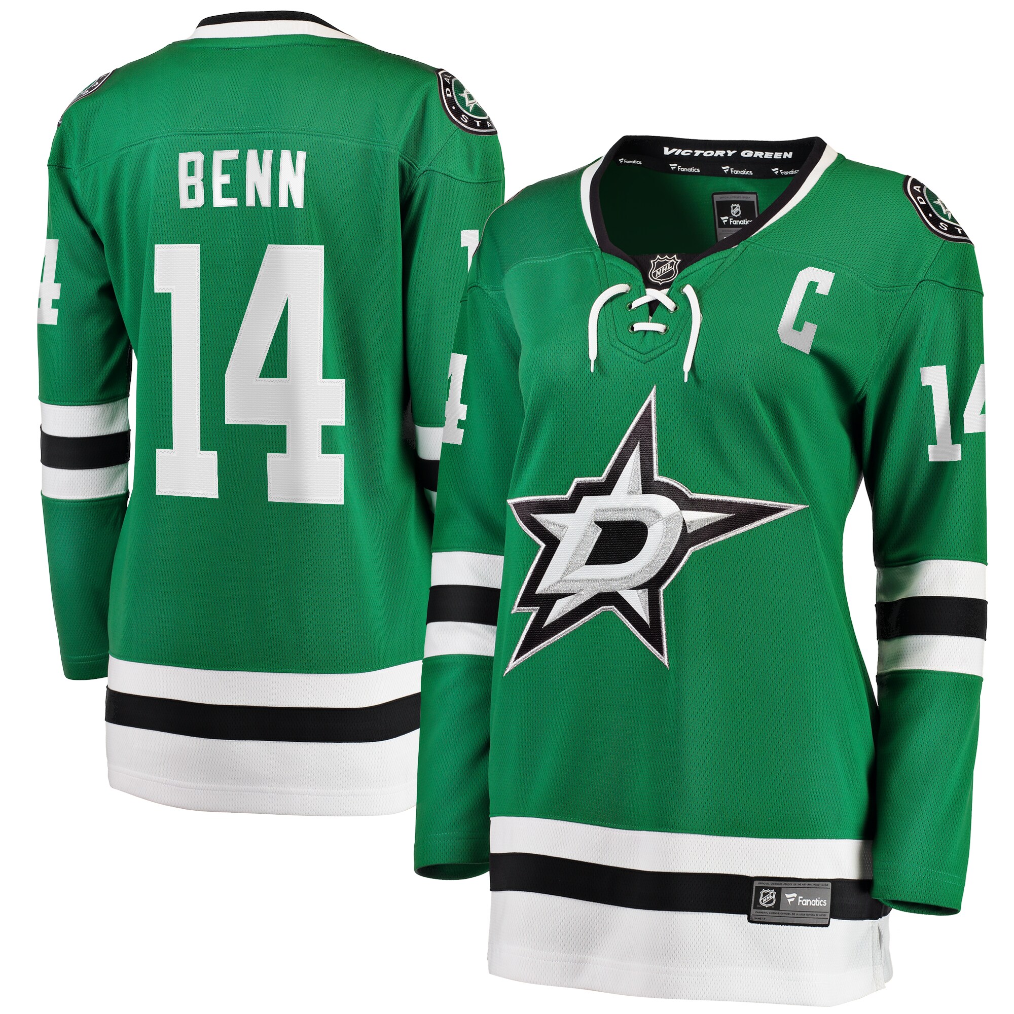 Jamie Benn Dallas Stars Fanatics Women’s Captain Patch Home Breakaway   Jersey – Kelly Green