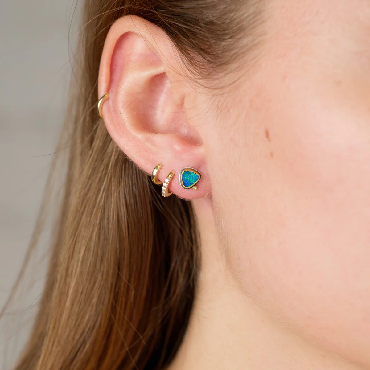 Organic Australian Opal Stud Earrings