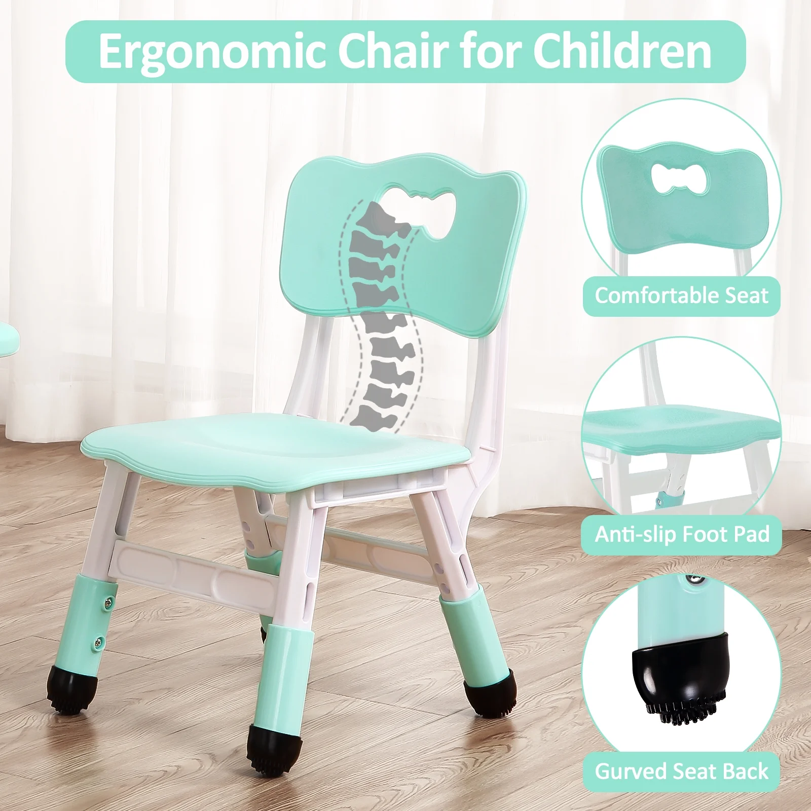KATIDAP Kids Table and 4 Chairs Set, Height Adjustable Toddler Table and Chair Set, Graffiti Desktop, Classroom/Daycare/Home, Children Multi-Activity Table for Ages 2-8,Blue