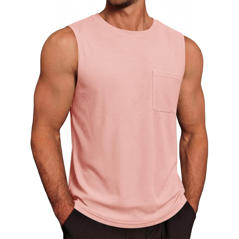 Men's Casual Tank Tops Waffle Knit Sleeveless