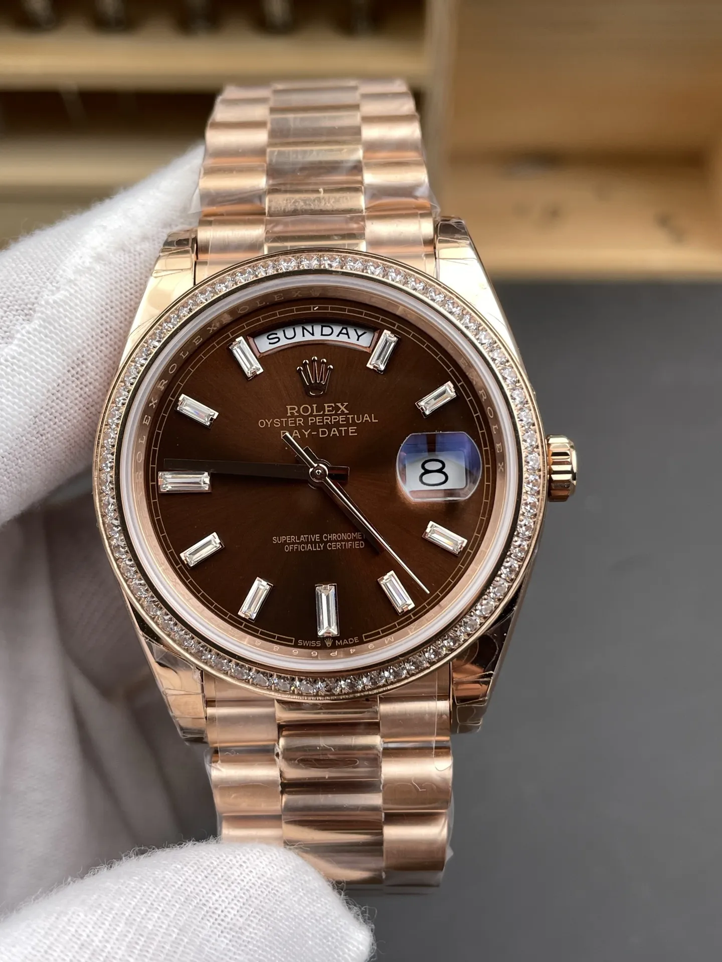 Rolex Day-Date Coffee Baguette Diamond 40mm