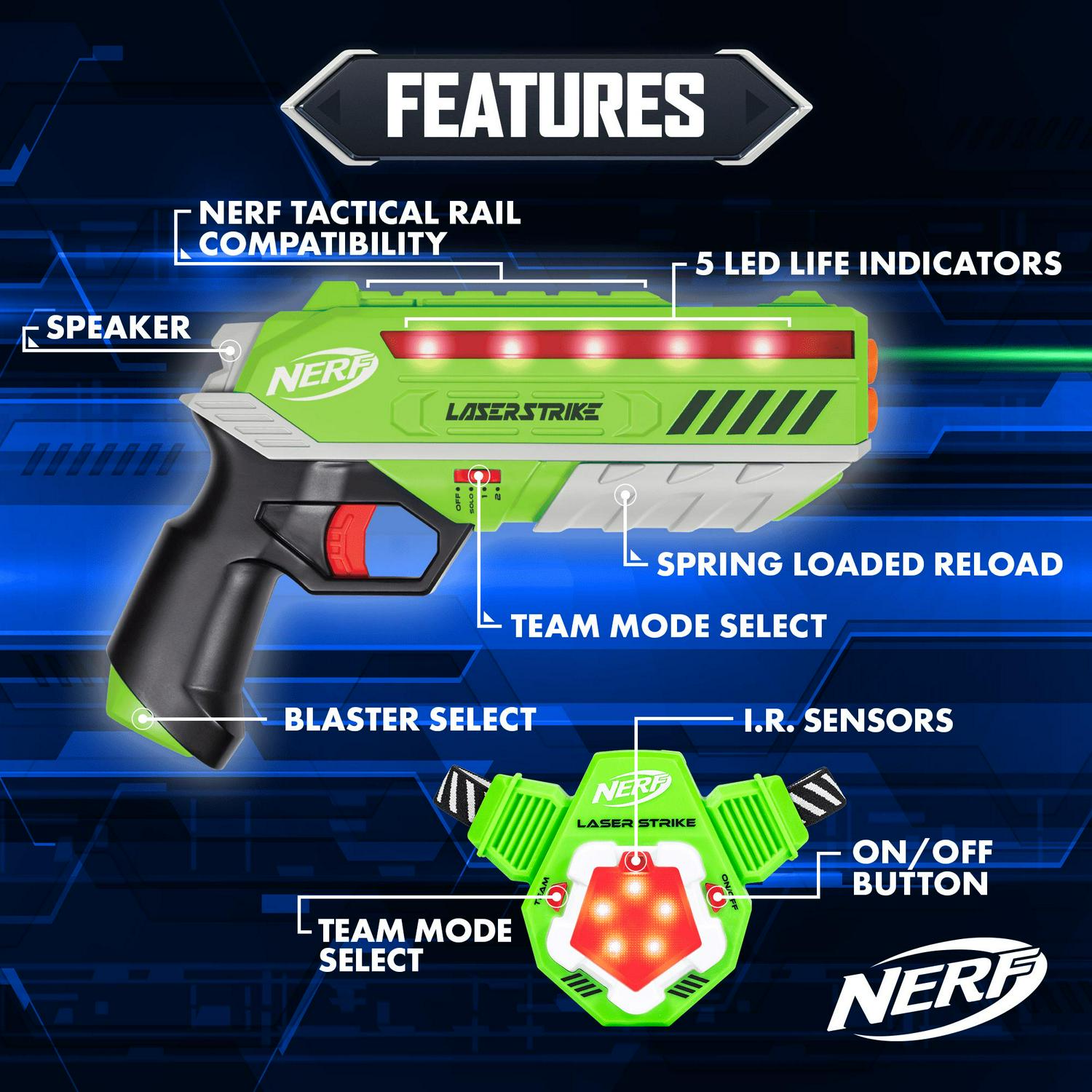 Nerf Laser Strike Laser Tag 4 Pack Blaster Set with Chest Plates. Game for Kids 8 years and up. Families and Adults!