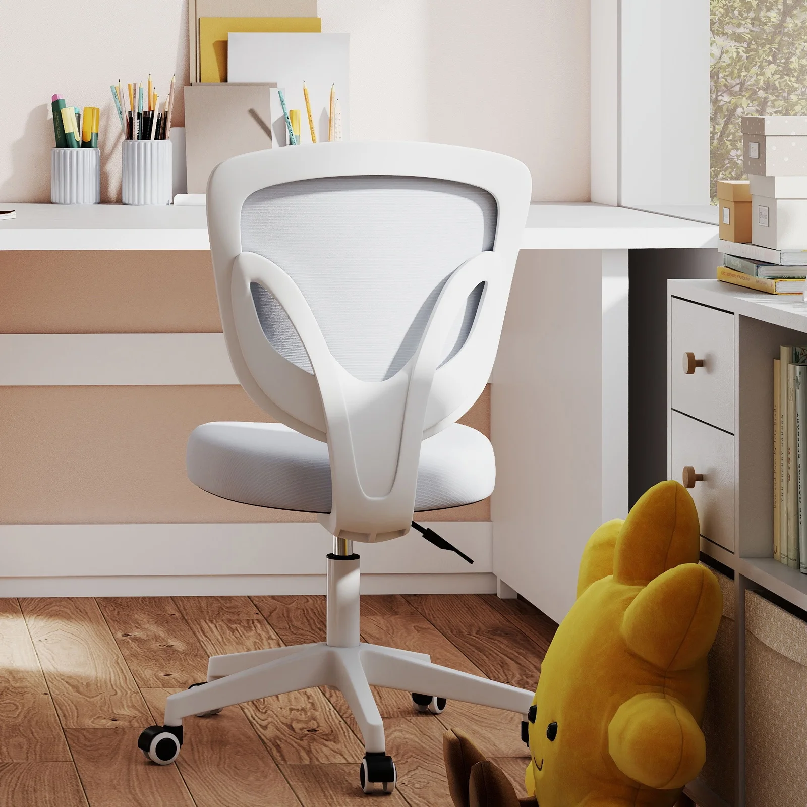 Adjustable Height Ergonomic Kids Study Desk & Chair Set Children Students Drafting Table Home School with Shelf,Drawer(Gray)