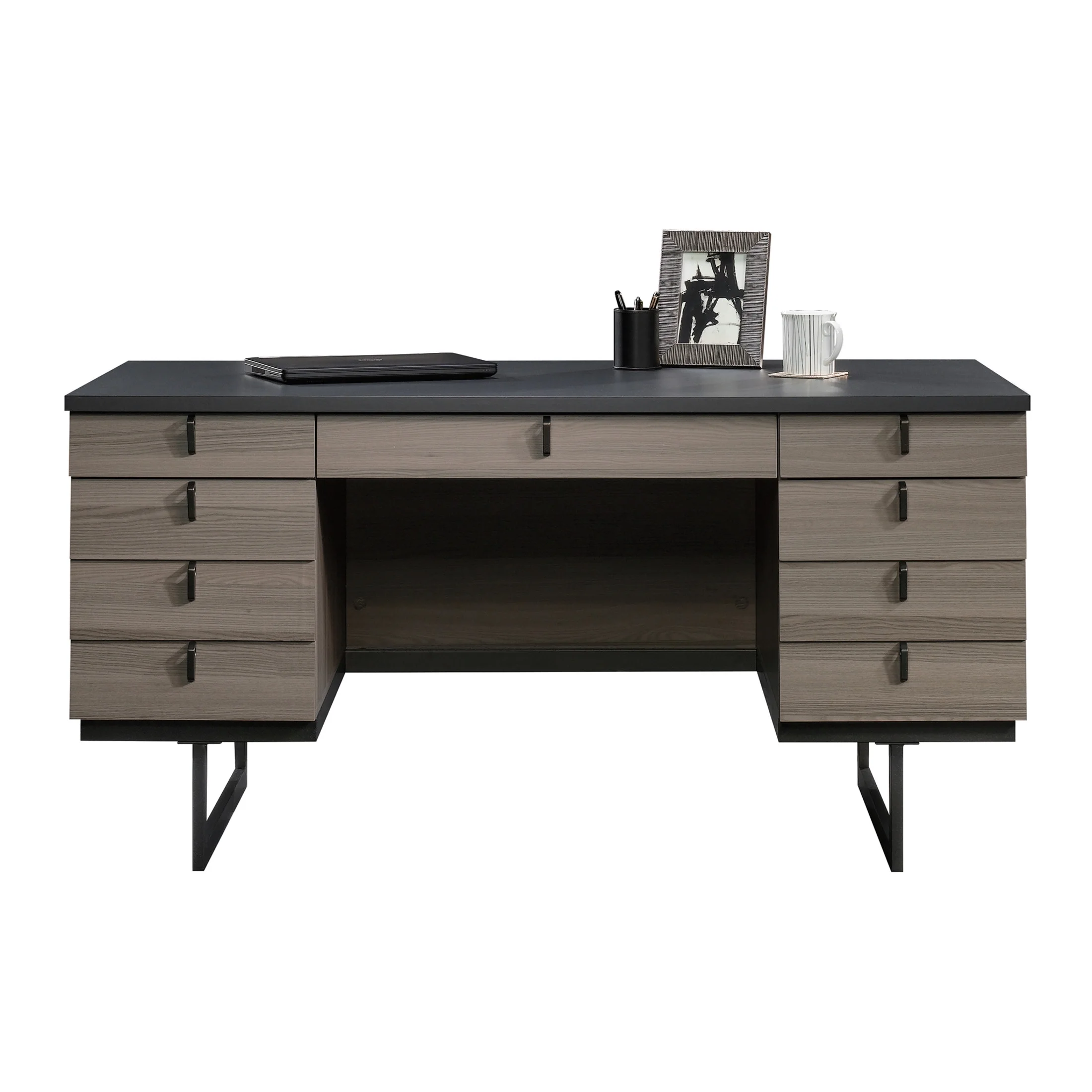 Sauder International Lux Executive Desk, Diamond Ash Finish