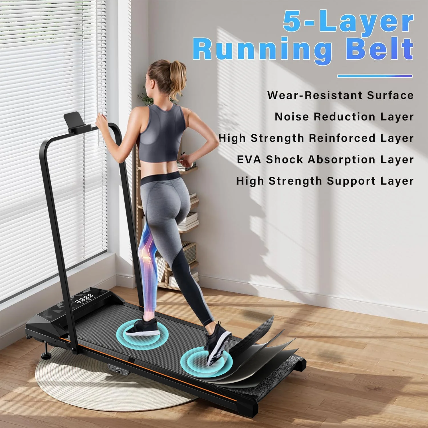 CoolHut Walking Pad, Under Desk Treadmill, 4-in-1 Home/Office Treadmill, Compact and Portable Foldable Treadmill, No Installation, Low Noise, LED Display,300 lb. Capacity with Remote Control