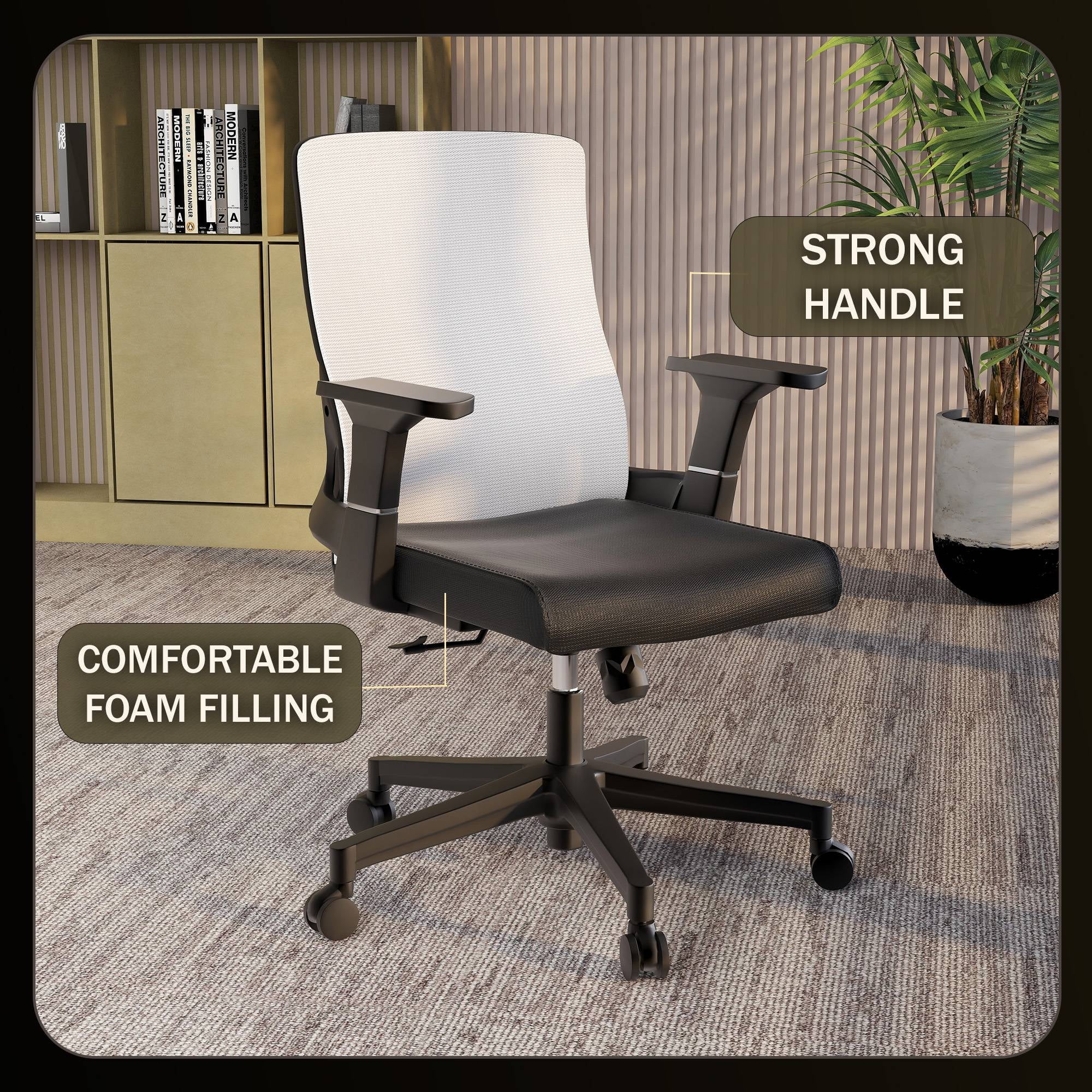 LeisureMod Brio Modern Office Chair Ergonomic Lumbar Support Computer Chair Adjustable Desk Chair with 360 Degree Swivel and Tilt in Blue