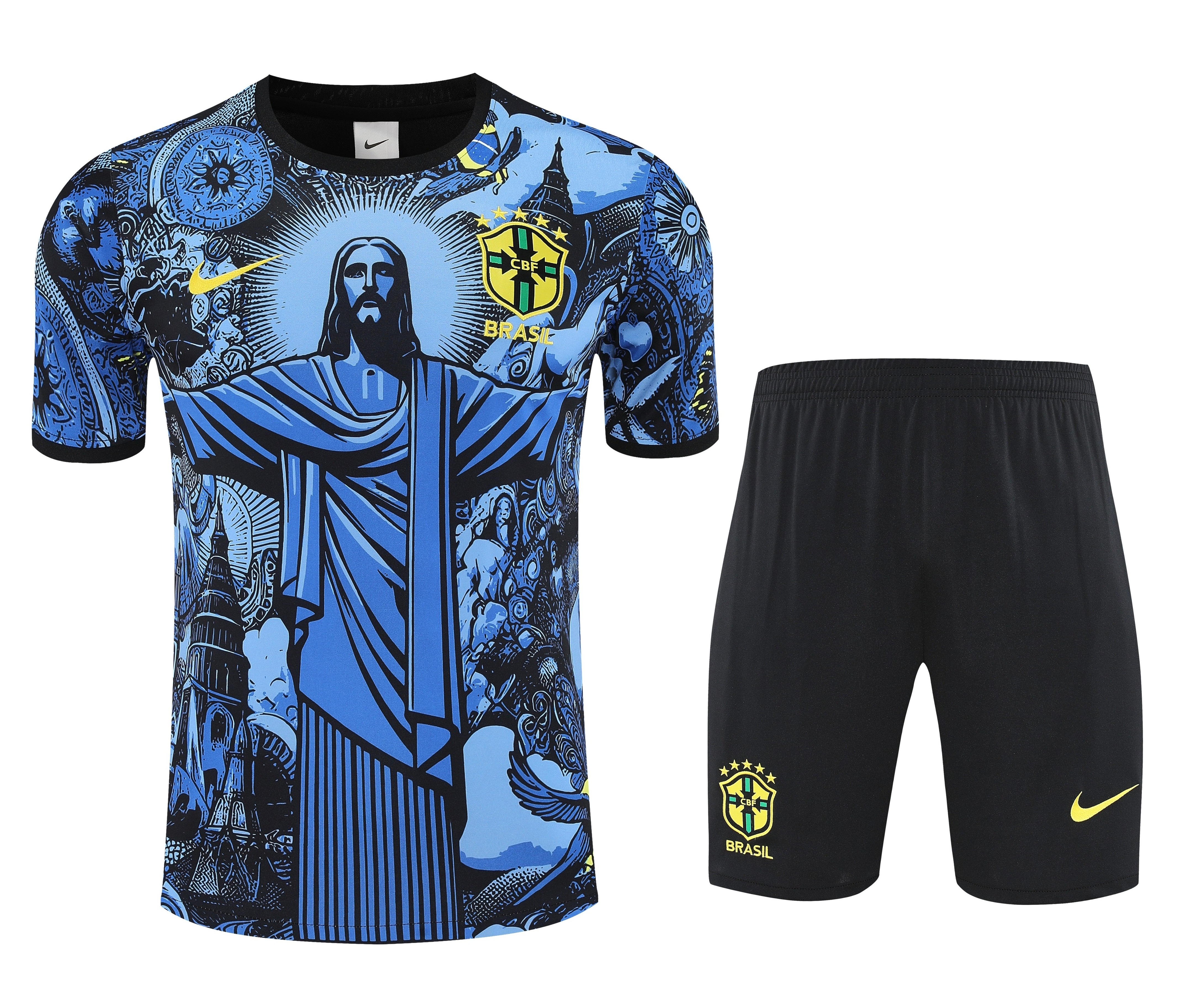 2025-26 Brazil short-sleeved training suit blue Jersey - Adult Set