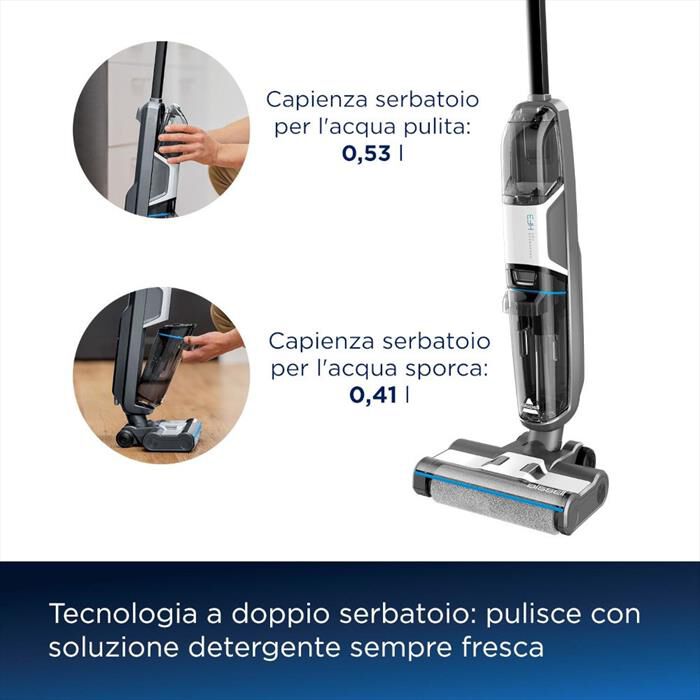 BISSELL - Lavapavimenti CrossWave HF3 Cordless Pro 3641N-Nero/Argento