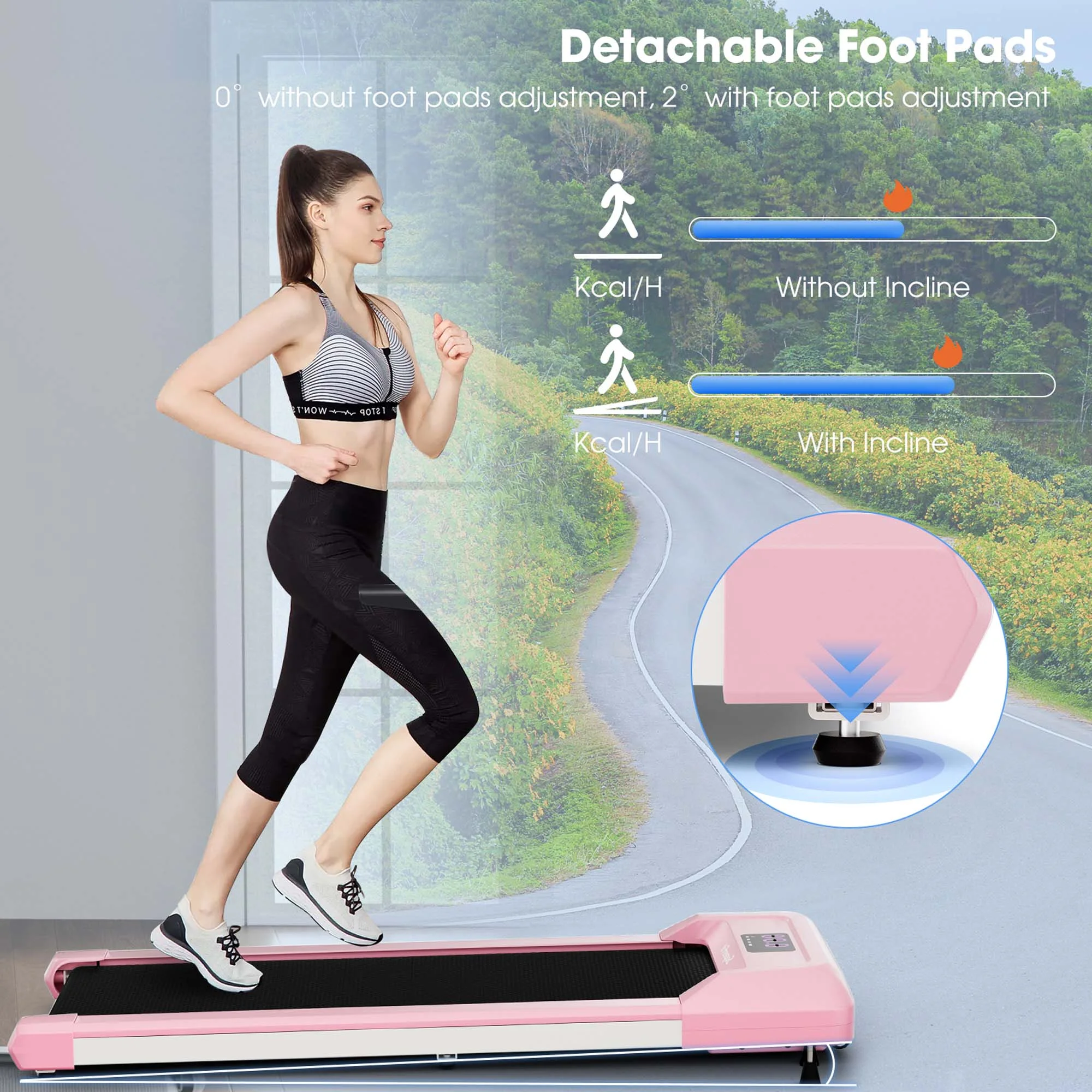 SuperFit 0.6-3.8MPH Walking Pad Under Desk Treadmill with Remote Control and LED Display Black