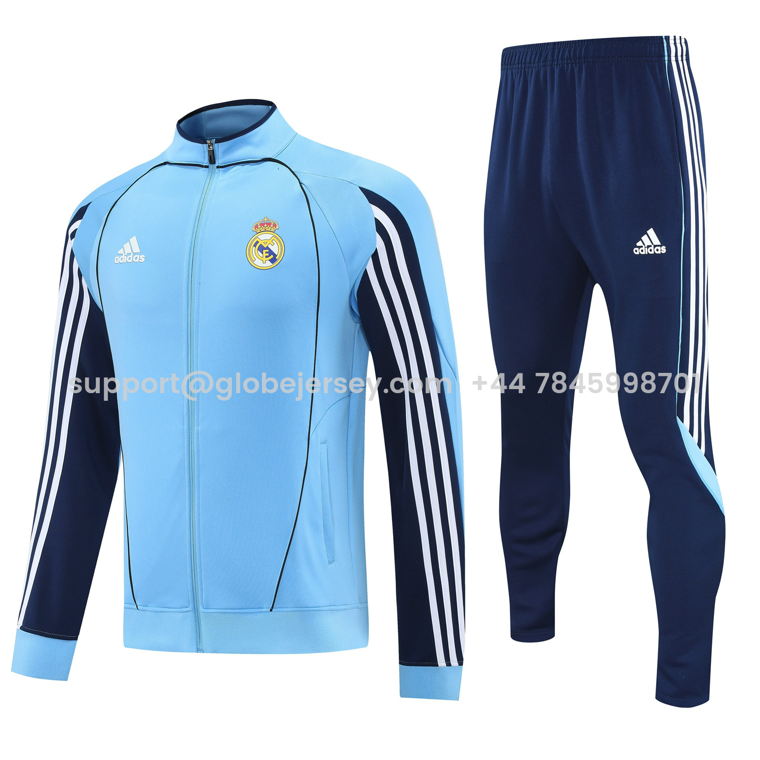 Real Madrid 25-26 Jacket Training Tracksuit - Light Blue Jackets & Deep Blue Pants