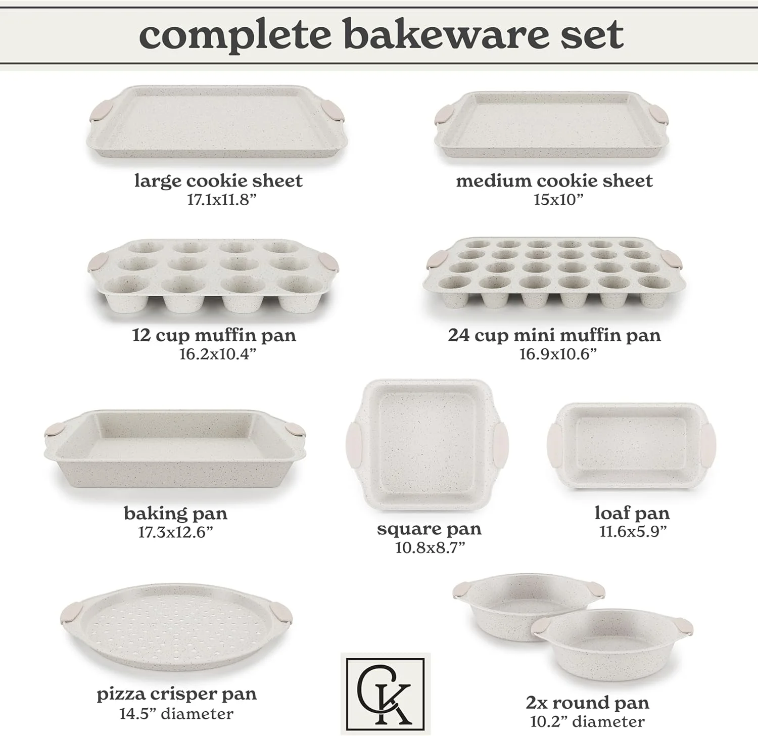Country Kitchen 10-Piece Nonstick Bakeware Set - Stackable Pots and Pans, Black
